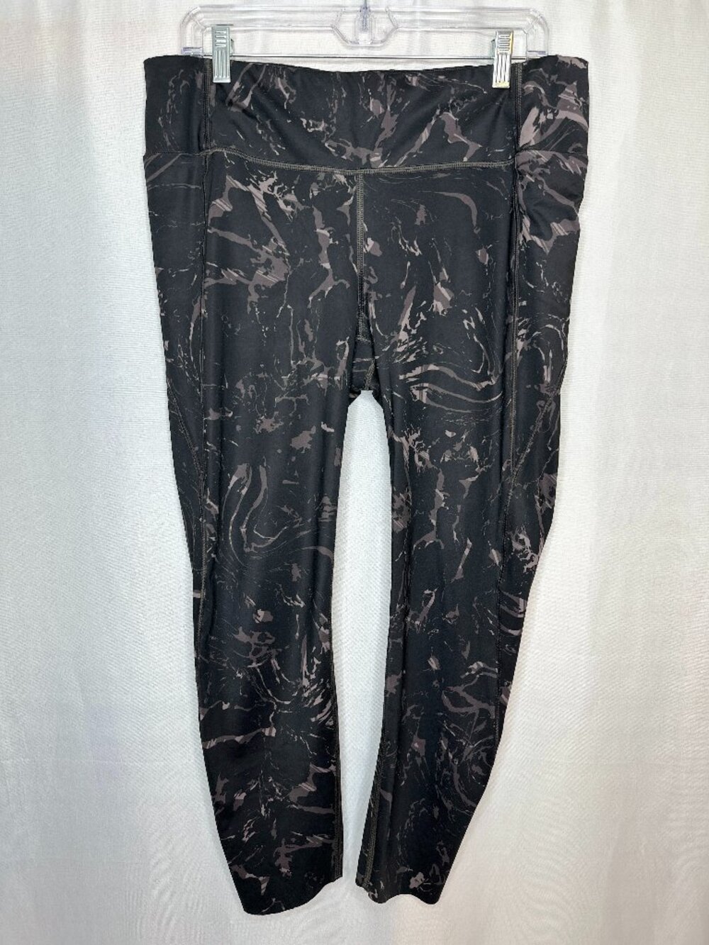 Athleta Velocity Stash‎ Pocket Marble Tights SZ Large Athleisure Gym Workout Run